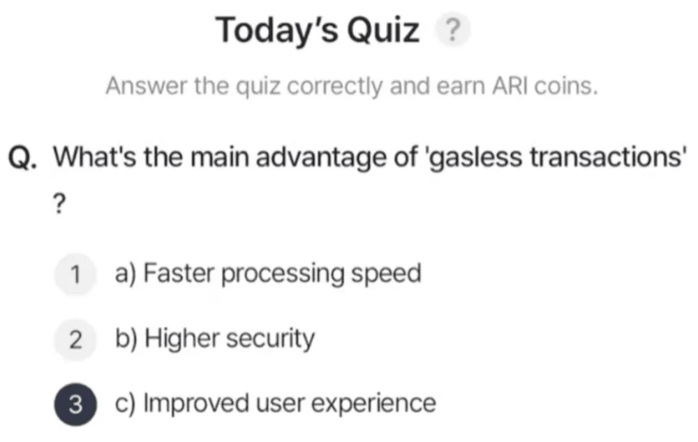 ari wallet daily quiz answer today 22 september 2025
