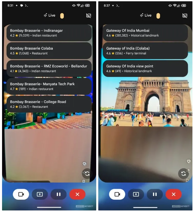 google maps info cards gemini live 1