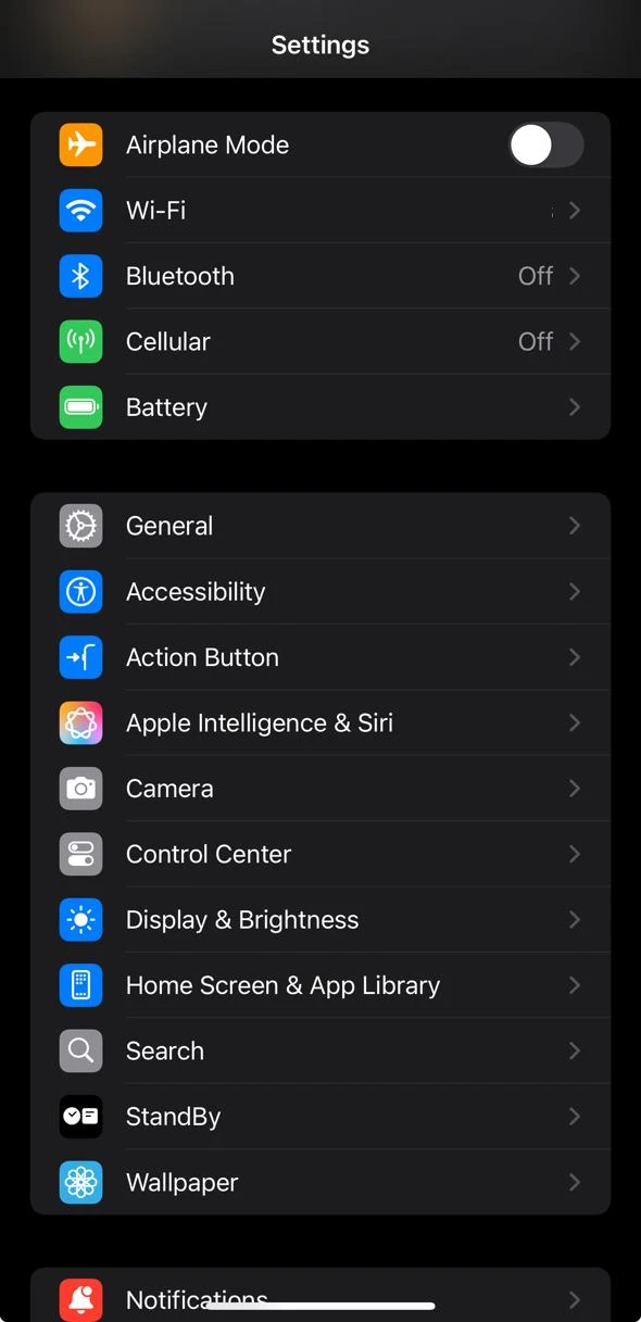 open iphone settings app