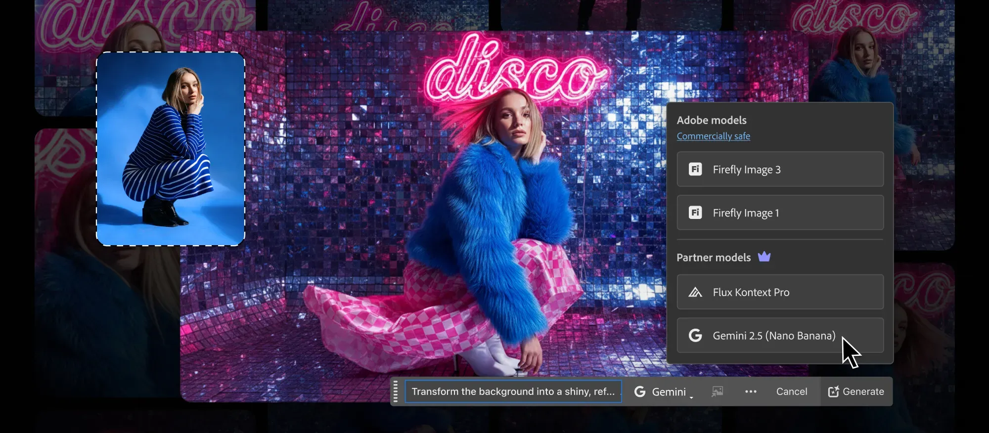 photoshop supports google nano banana ai model