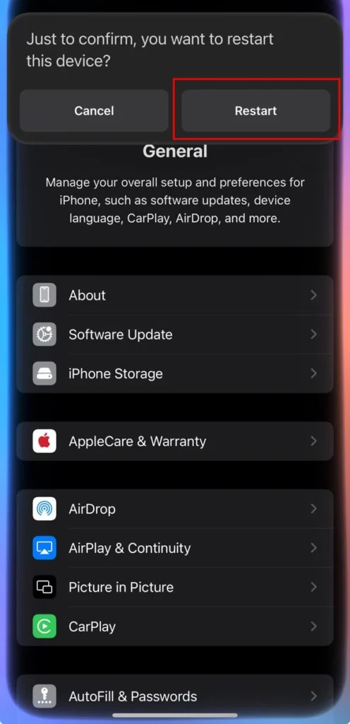 restart iphone using siri