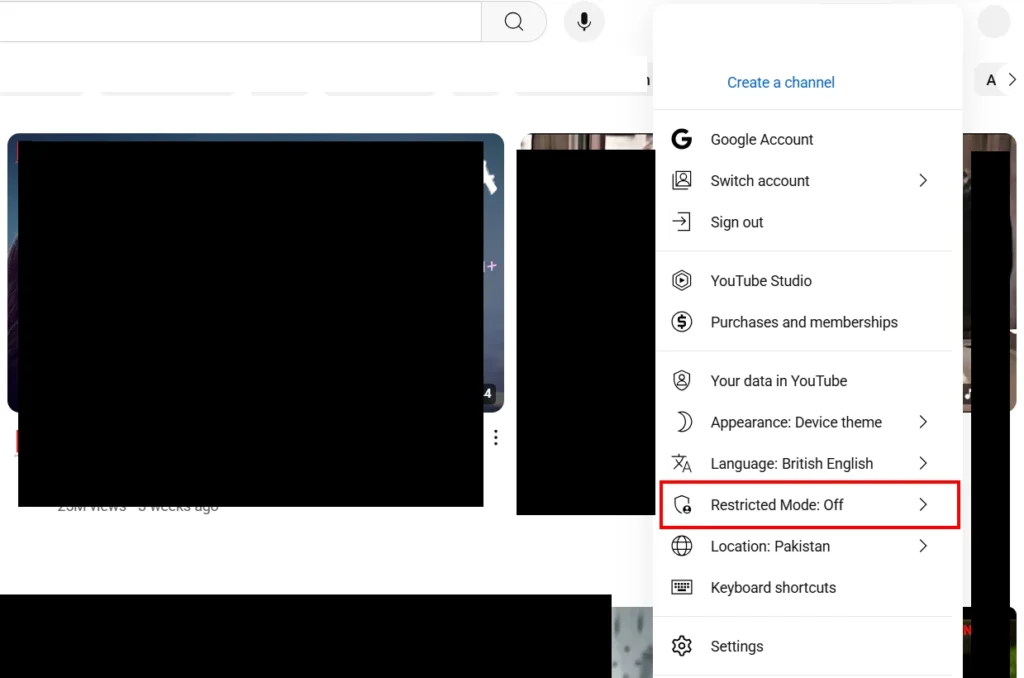 how to turn off youtube restricted mode desktop