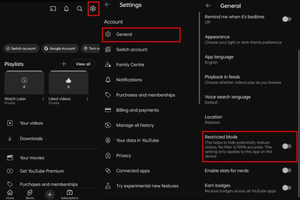 how to turn off youtube restricted mode mobile