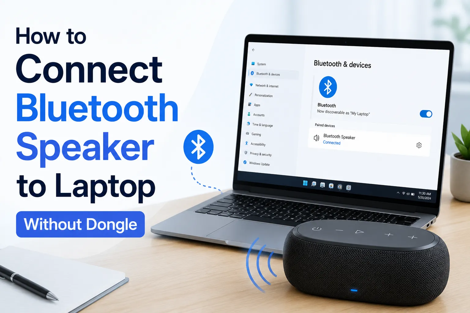 connect bluetooth speaker to laptop without dongle