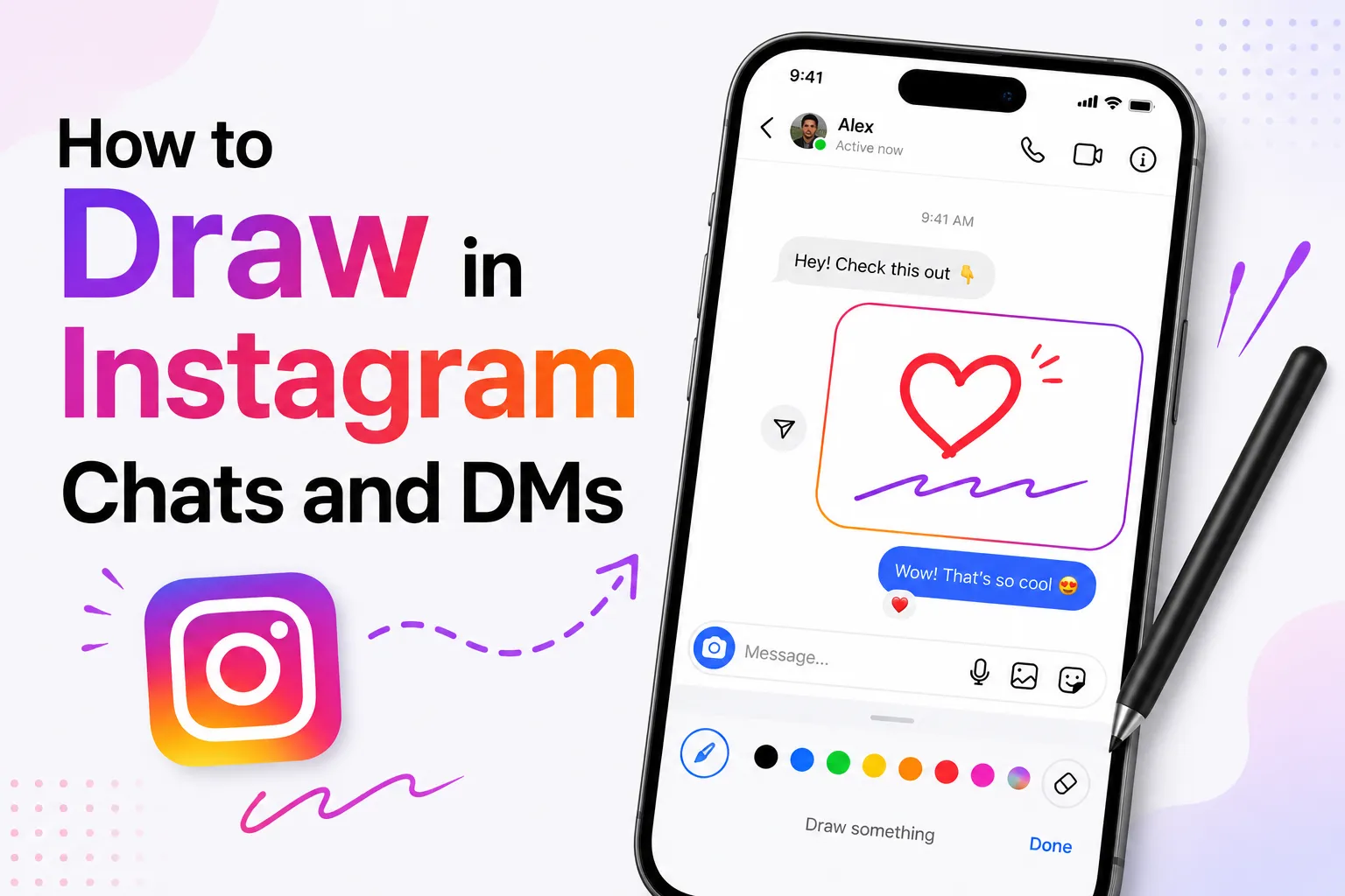 how to draw in instagram chats and dms