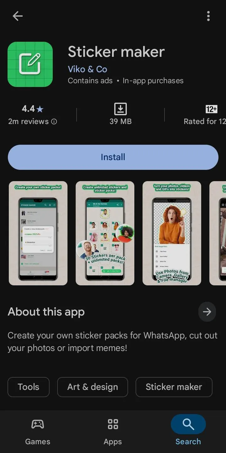 create whatsapp sticker via sticker maker