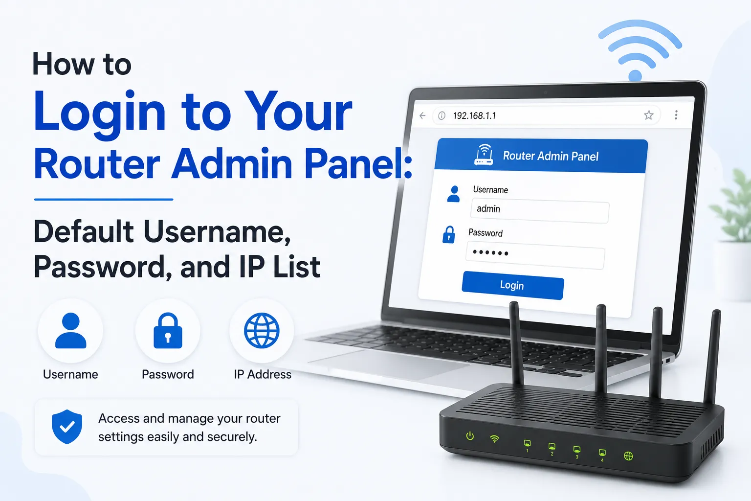 default router login ip username password list