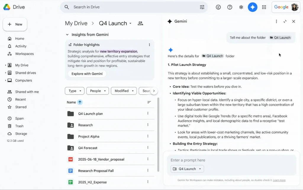 google drive gemini folder preview paid users update 1