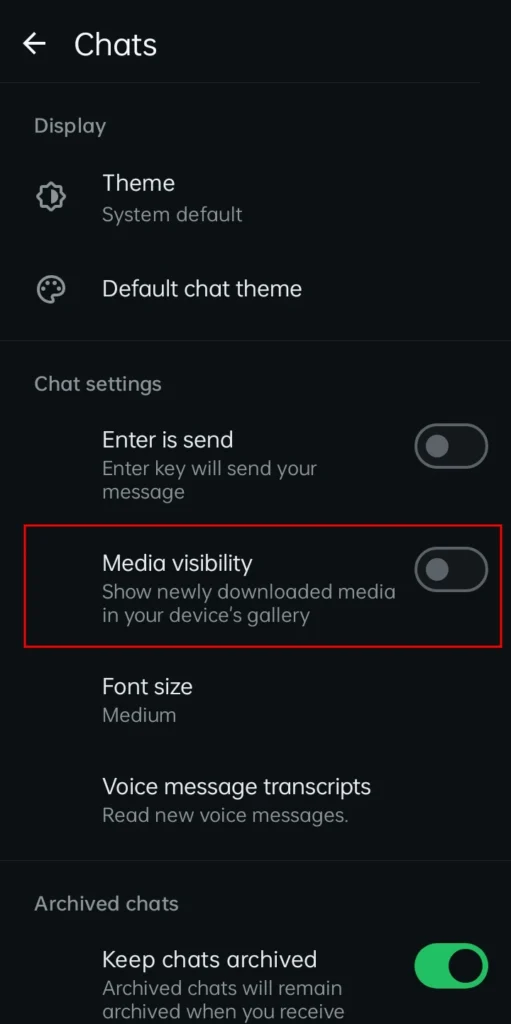 stop whatsapp from saving photos android