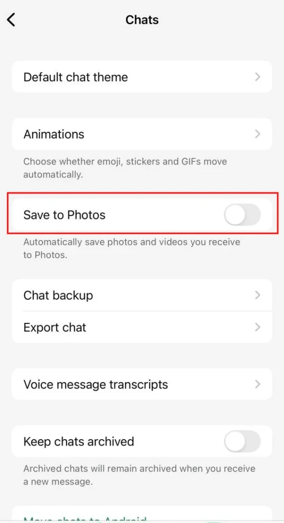 stop whatsapp from saving photos iphone