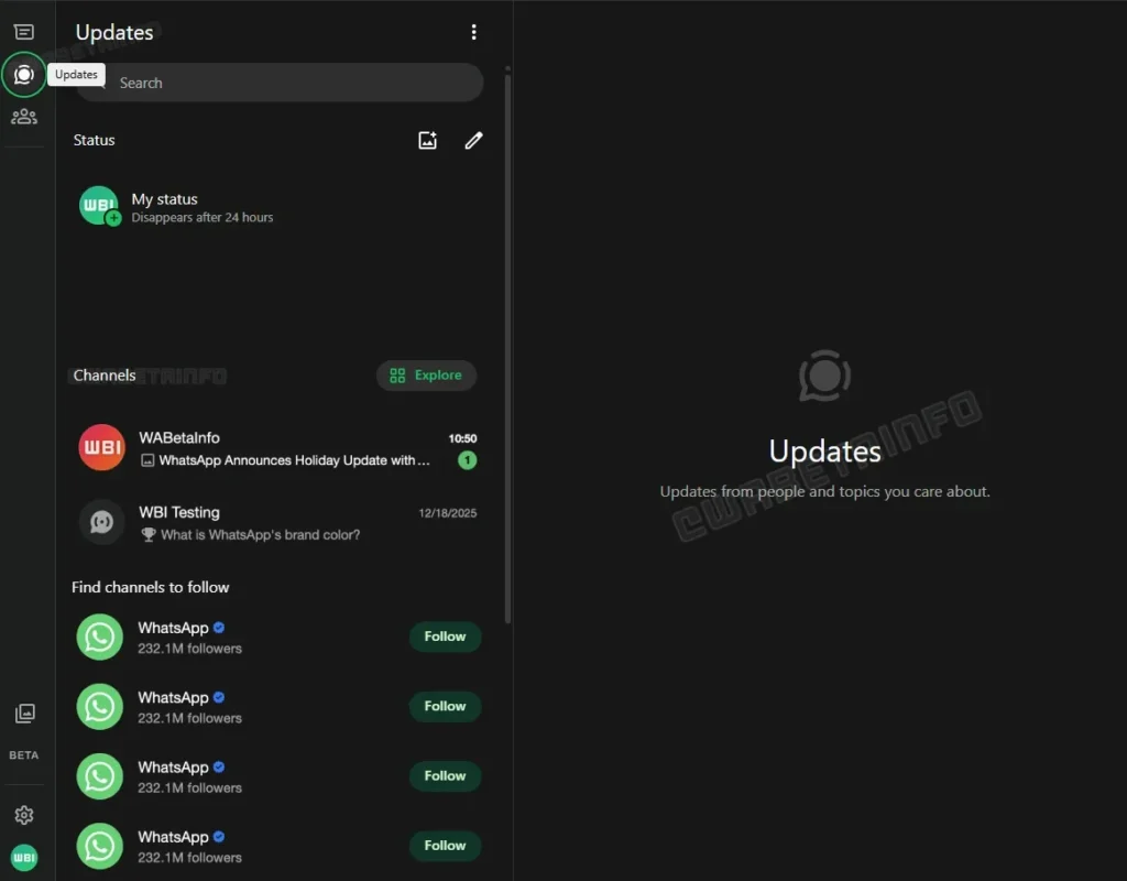 whatsapp web updates status channels 1