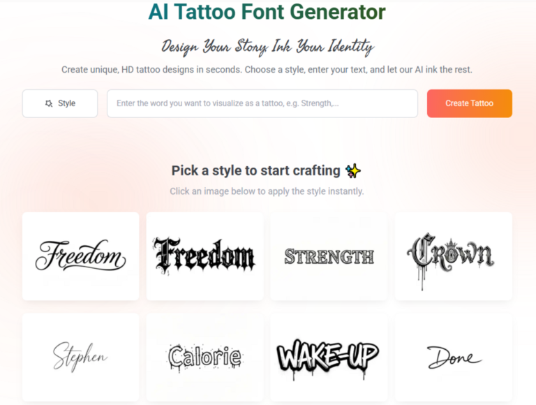 Interface of Refont tattoo font generator