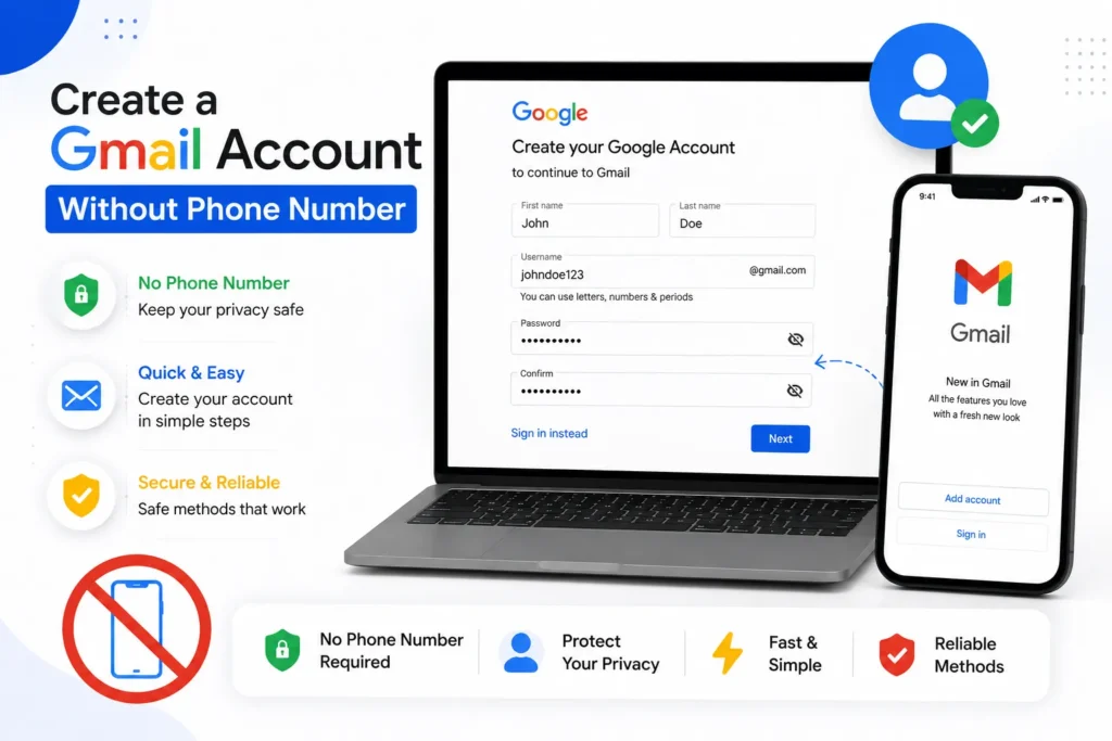 create a gmail account without a phone number