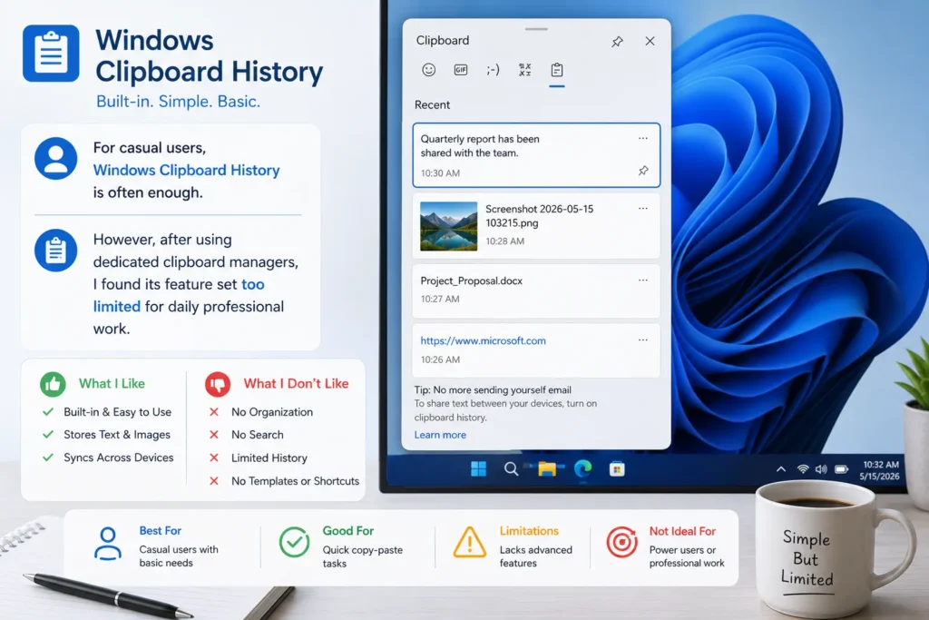 windows clipboard history experience