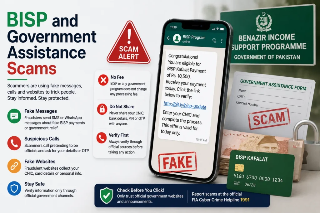 bisp and government assistance scams