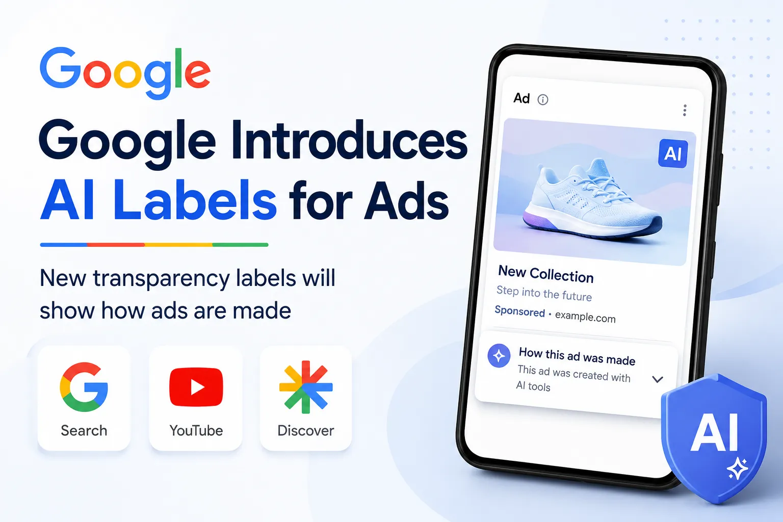 google ai labels ads search youtube discover