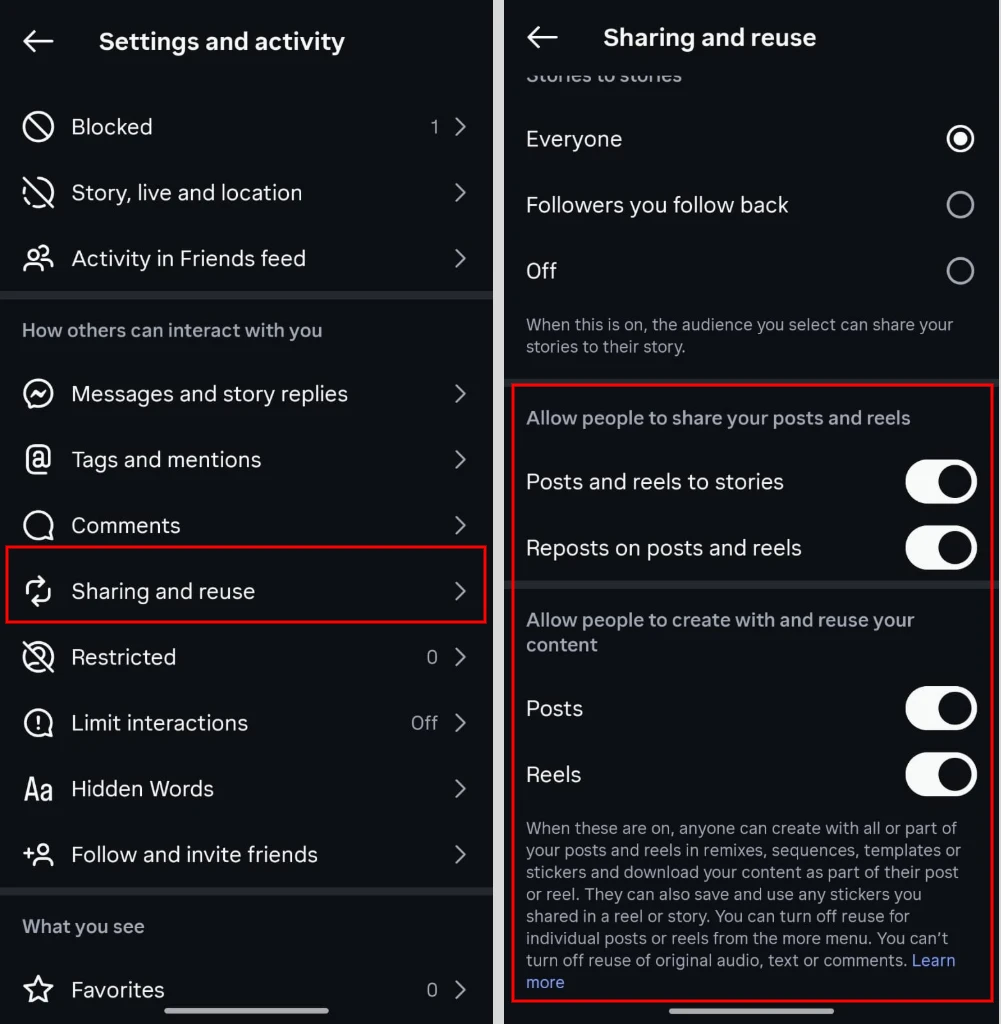 turn off these instagram settngs