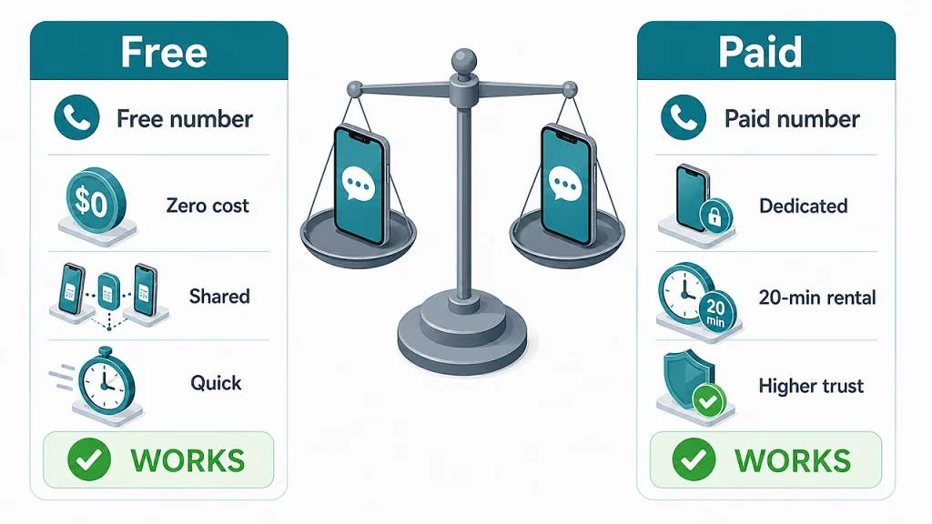 free vs paid sms number comparison