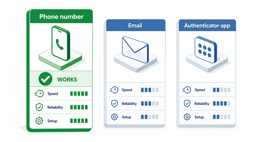 verification methods comparison phone email authenticator